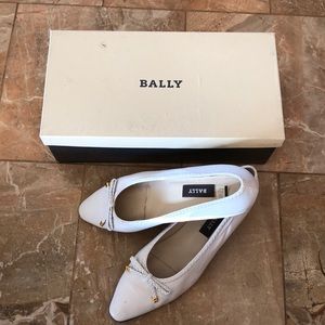 Bally Italian Lucy white leather low heeled pumps